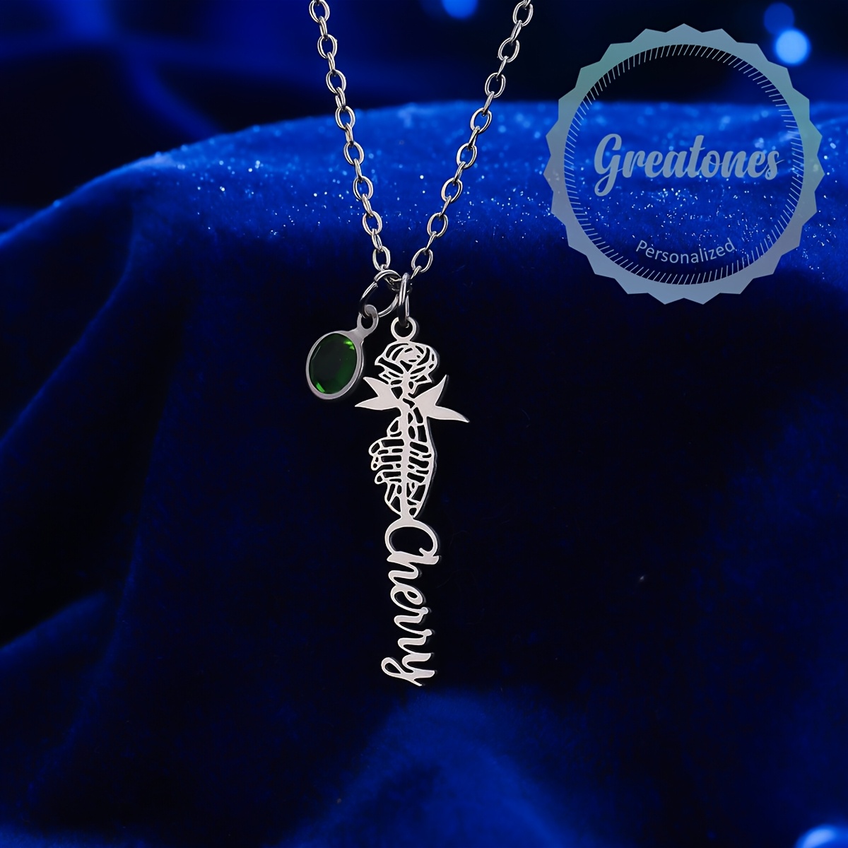 Custom Stainless Steel Openwork Romantic Rose Name Necklace